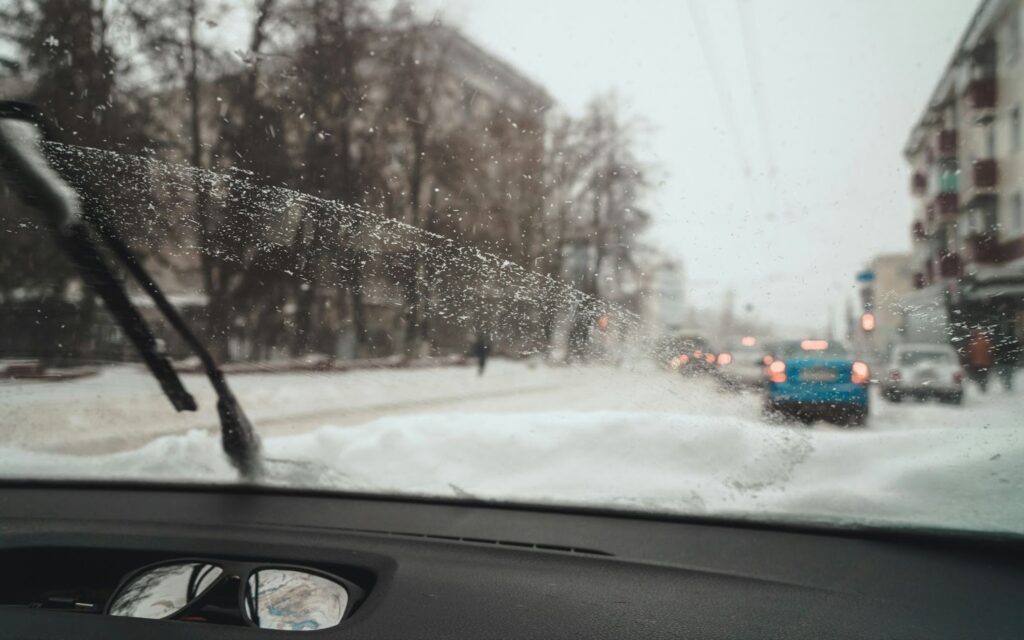 Photo through a car window in the winter